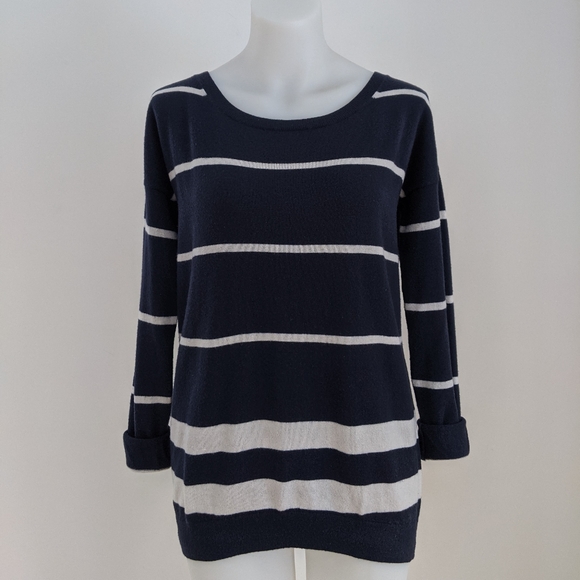 GAP Boyfriend Circular Hem Striped Sweater, XS - Picture 1 of 6
